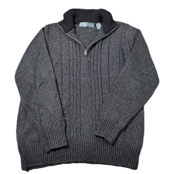 Oscar de la Renta Gray 1/4 Zip Ribbed Sweater size Small - Picture 1 of 13